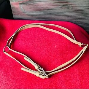 GARUGLIERI Leather Belt Made  in Italy Double Strand with O Rings Metal